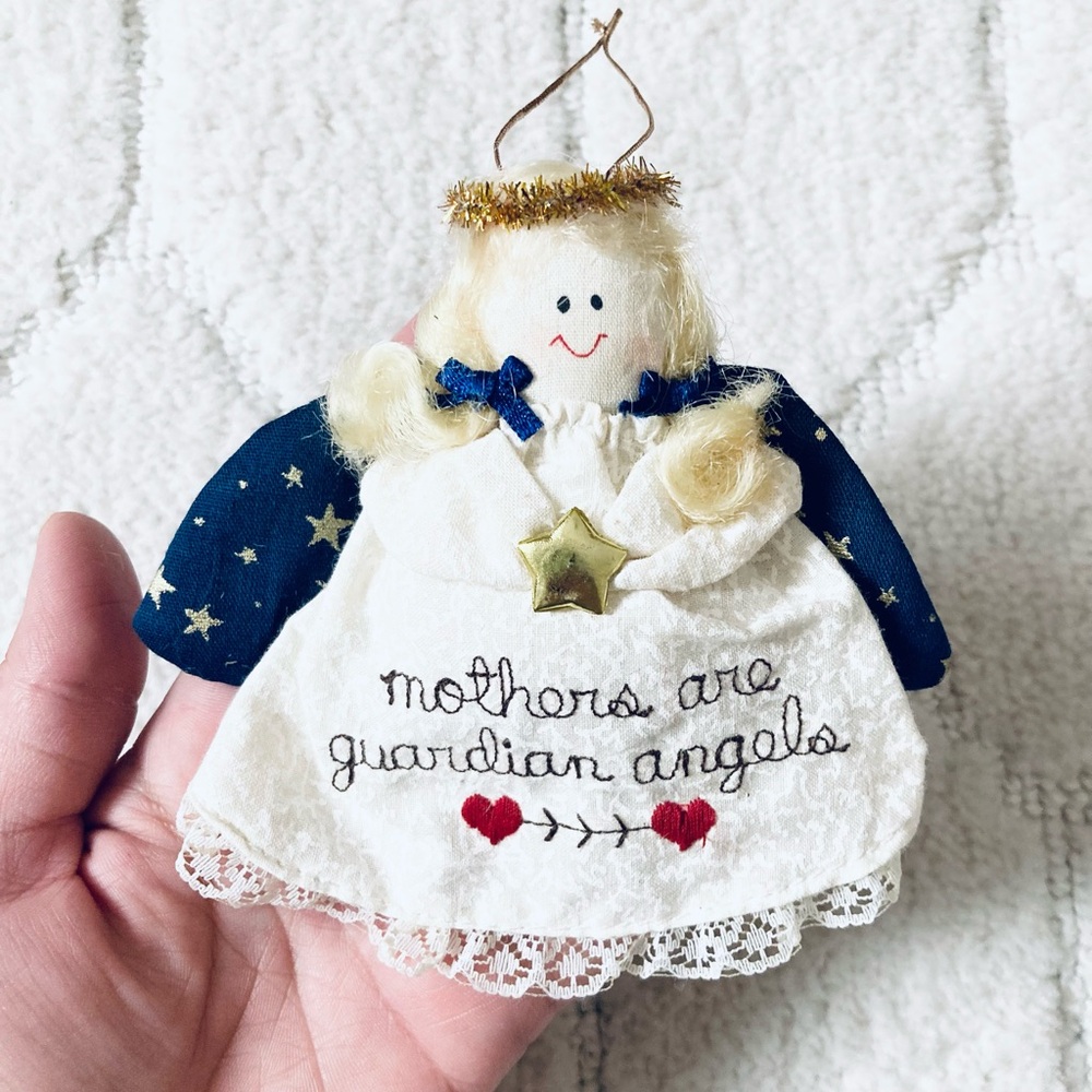 Little Blessings handmade embroidered angel Christmas ornament gift